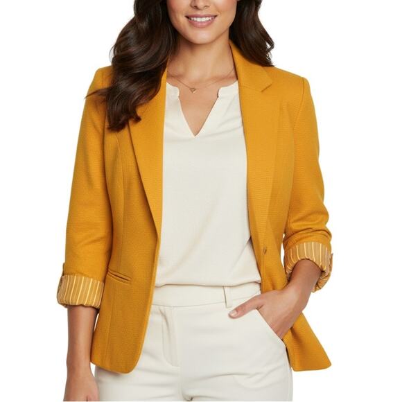 41 Hawthorn Natalie Knit Blazer Jacket Women’s Small Yellow Open Front NWT - Picture 1 of 8